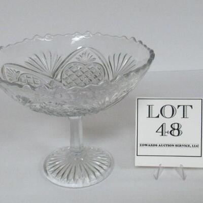 Pattern Glass Large Compote With Large Pineapple Pattern