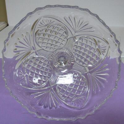 Pattern Glass Large Compote With Large Pineapple Pattern