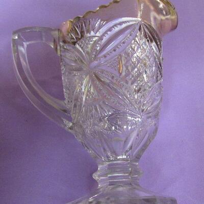 Vintage Pattern Glass & Pressed Glass, Heisey Relish, Oil Bottle, Green Vase, Green Snake Vase, Pattee Cross Creamer