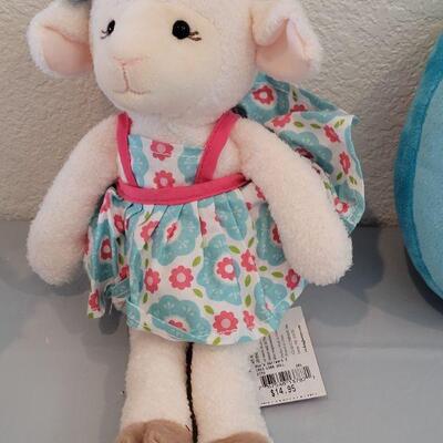 Lot 251: New Animated Lamb, Egg Plushies and Hallmark Lamb 