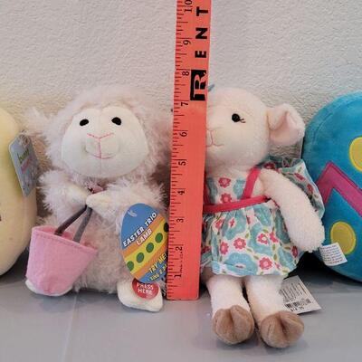 Lot 251: New Animated Lamb, Egg Plushies and Hallmark Lamb 