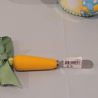 Lot 267: New Large Easter Mugs, Easter Egg Plate and Spreader 