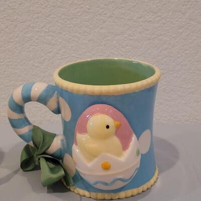 Lot 267: New Large Easter Mugs, Easter Egg Plate and Spreader 