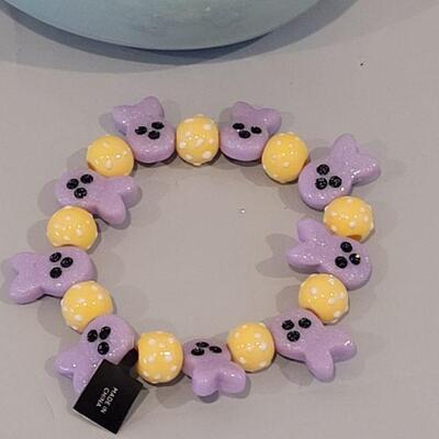 Lot 268:  Easter Egg Trinket Box and Peeps Bunny Bracelet 