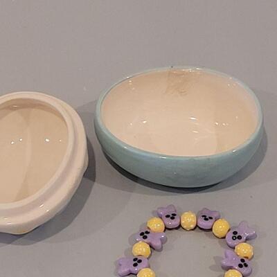 Lot 268:  Easter Egg Trinket Box and Peeps Bunny Bracelet 