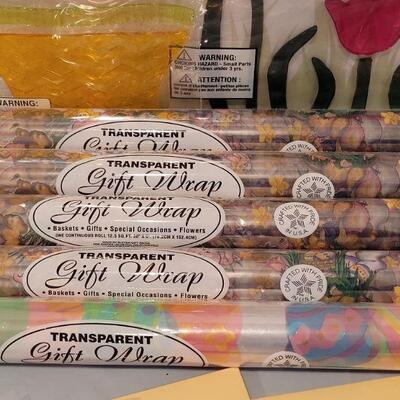 Lot 278: New Easter Gift Wrap, Box, Tissue Paper and Window Gels
