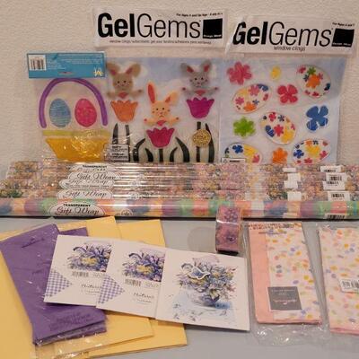 Lot 278: New Easter Gift Wrap, Box, Tissue Paper and Window Gels