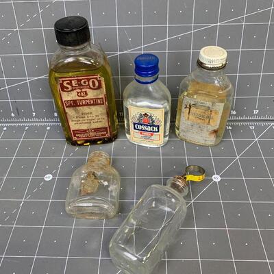 #180 Antique Liquor Bottle, Turpentine & More
