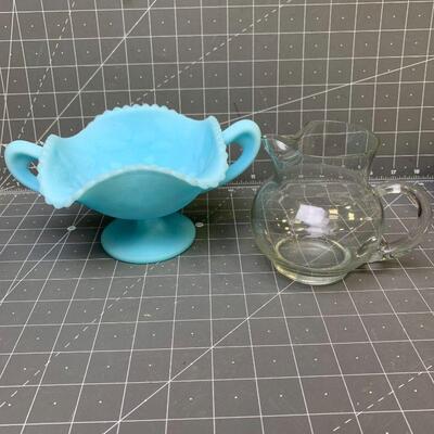 #222 Blue Dish & Glass