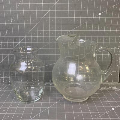 #255 Glass Vase & Pitcher