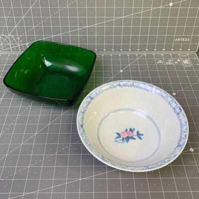 #270 Green / Floral Bowl