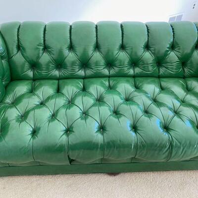 1960s Mid Century Kittinger Hollywood Regency Apple Green Chippendale Loveseat