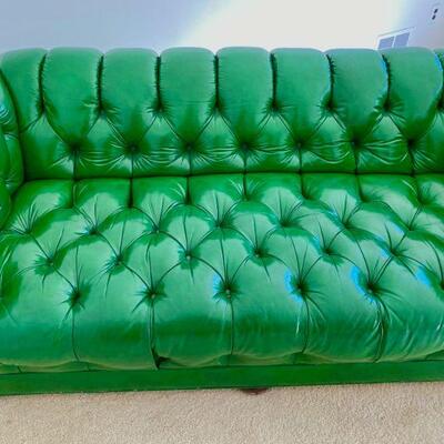 1960s Mid Century Kittinger Hollywood Regency Apple Green Chippendale Loveseat