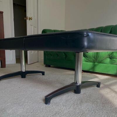 Mid Century Mod Commander Chromcraft Black Leather Bench