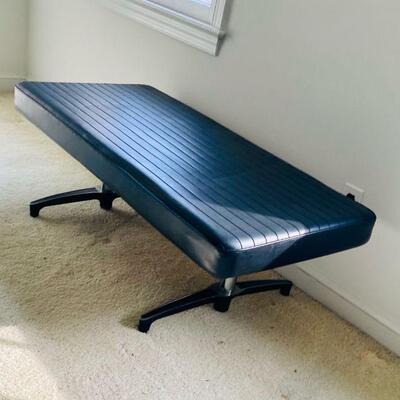 Mid Century Mod Commander Chromcraft Black Leather Bench