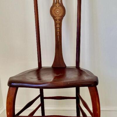 Antique F.H. Conantâ€™s Parquetry Art Nouveau with Inlay Mother of Pearl Chair