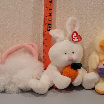 Lot 297: New Ty Beanie Babies Bunny Purse, Plush Bunny & Duck