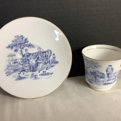 2125 Adderley Blue Chelsea Plate Royal Chelsea Demitasse Cup and Saucer