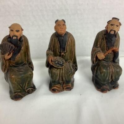 2132-   3 Asian Mudmen Figurines