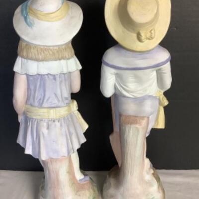 B 2134 Pair of German Boy and Girl Bisque Figurines
