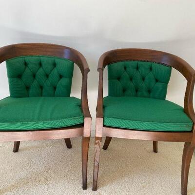 Mid Century Kelly Green Horseshoe Chairs - a Pair