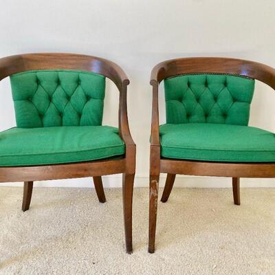 Mid Century Kelly Green Horseshoe Chairs - a Pair
