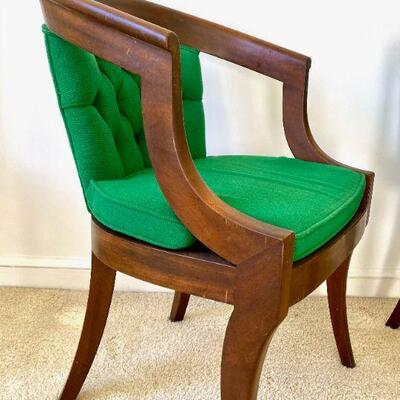 Mid Century Kelly Green Horseshoe Chairs - a Pair