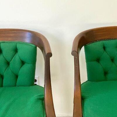 Mid Century Kelly Green Horseshoe Chairs - a Pair