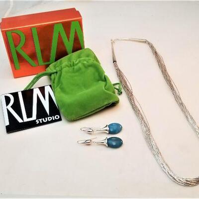 Lot #19  Liquid Silver Necklace with RIM Studios Turquoise Earrings
