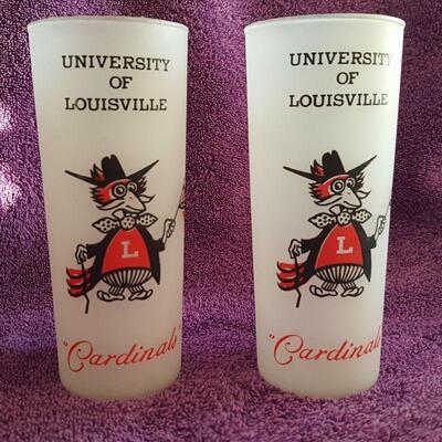 Pair of 1959-1960 University of Louisville Cardinals Basketball/Football Souvenir Glasses