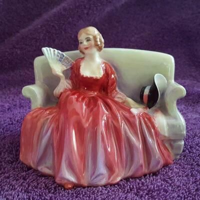 Vintage Royal Doulton Tchotchke Lady with Fan on Settee