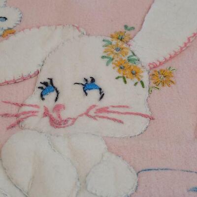 Lot 301: Vintage Crochet Bunny and Needlepoint Bunny Blanket