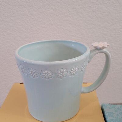 Lot 308: New (2) Peek a Boo Bunny Large Mugs and Mug with Little Chick Spoon Large Mug