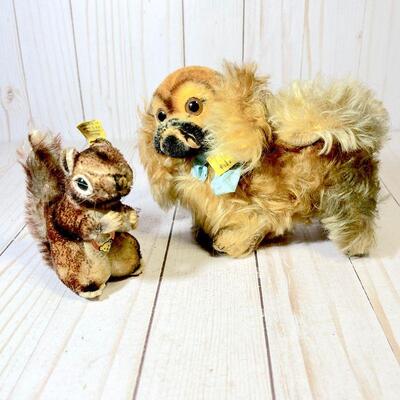 Lot 40 Steiff 2 Vintage Stuffed Animals Squirrel & Dog