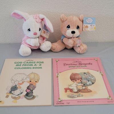 Lot 321: Precious Moments Prayer Bunny and Bear & (2) Coloring Books
