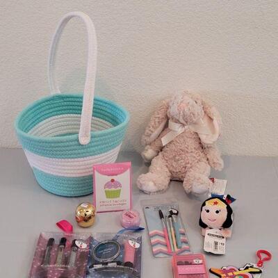 Lot 332: New Jelly Roll Rug Easter Basket filled with Goodies 
