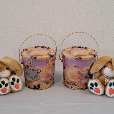 Lot 334: Vintage Easter Pails with a Bunny Inside