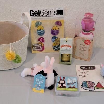 Lot 353: New Hallmark Easter Bucket with Bloom Again and Again Flower, Snoopy Bunny, Miracle Melting Bunny, Stick On Patches, Chirping...