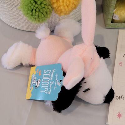 Lot 355: New Hallmark Easter Bucket with a Snoopy Bunny,  Bloom Again and Again Flower, Miracle Melting Bunny, Chirping Chicks and Stick...