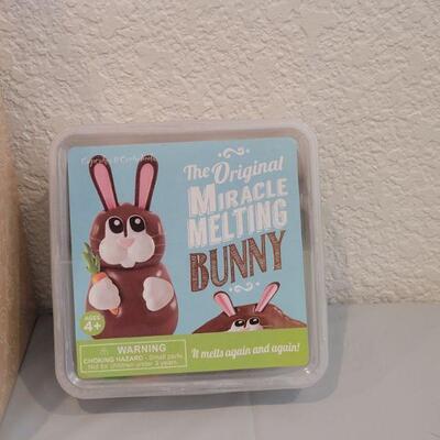 Lot 355: New Hallmark Easter Bucket with a Snoopy Bunny,  Bloom Again and Again Flower, Miracle Melting Bunny, Chirping Chicks and Stick...