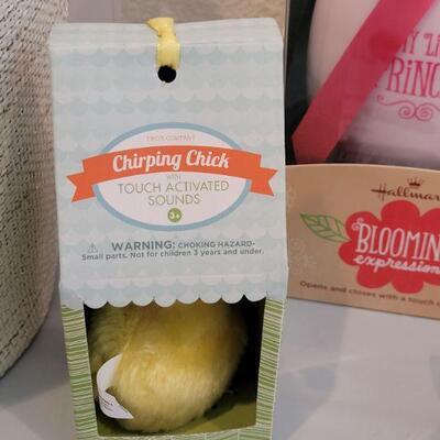 Lot 355: New Hallmark Easter Bucket with a Snoopy Bunny,  Bloom Again and Again Flower, Miracle Melting Bunny, Chirping Chicks and Stick...