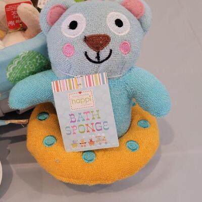 Lot 359: New Hallmark Easter Basket with Activities, Snoopy Bunny, Squishmallow Clip On, Bath Sponge, Zip a long Duck and Bunny