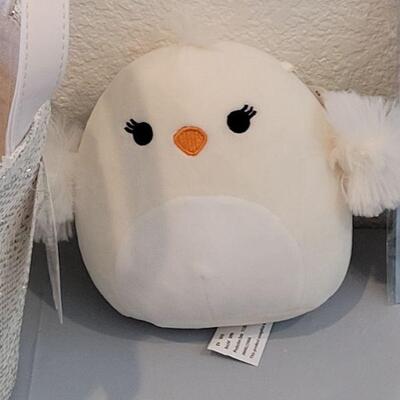 Lot 367: New Hallmark Easter Bucket with Stick On Patches, Scarf, Lip Balm, Squishmallow and Little Blessings Charm 