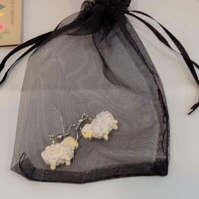 Lot 368: New Bunny Purse Easter Basket with Lamb Earrings, Bunny Coin Purse, Gold with Scarf Lip Balm and Small Plush Lamb
