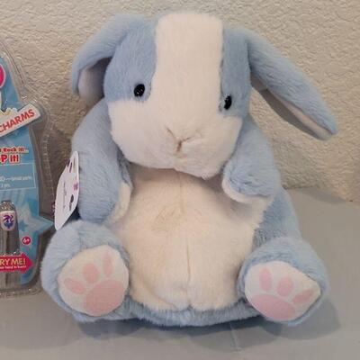 Lot 369: New Bunny Purse Easter Basket with Earrings, Pop On Nails, Lip Balm and Hallmark Bunny