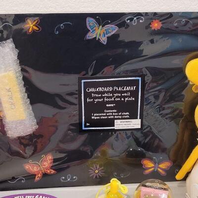 Lot 370: New Peeps Easter Bucket, Chalkboard Placemat, Activity Pad, YoYo, Sculpt n Soap, Bubbles, Flutterfly Snoopy and Hallmark Knit Bunny