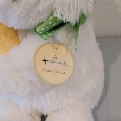 Lot 385: New Peter Rabbit Nursery Songs Book, Chalkboard Placemat and Hallmark Animated Bunny 