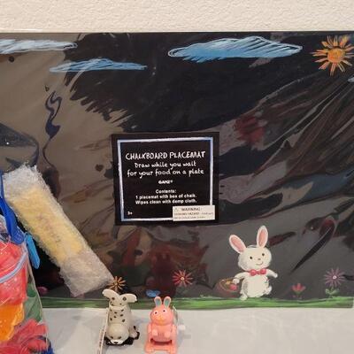Lot 387: New Easter Basket with Ganz Bunny, Bath Toys, Spider-Man Bath Soap-Shampoo-Cleansing Gel, Pez, Activity Pad