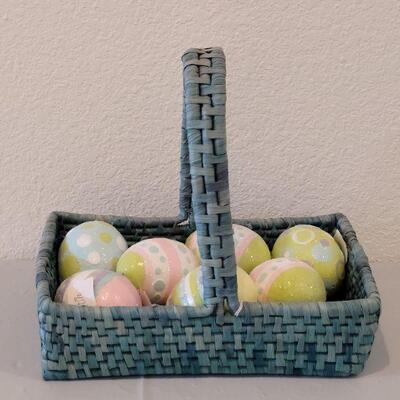 Lot 391: Easter Basket with Egg Ornaments 