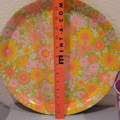 Lot 393: Vintage Spring Metal Tray and (2) Easter Buckets
